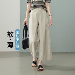 ESE-Y 结构大气高级质感自在优雅商务休闲裤子女26夏新薄款八分阔腿裤