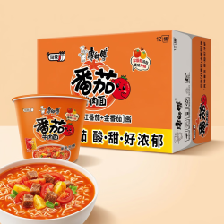 康师傅 经典桶装 方便面  辣番茄鸡蛋牛肉12桶 包装 1464g