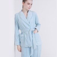 ibaby 旗下imummy女睡衣海岛绒秋冬家居服套装可外穿收腰家居服