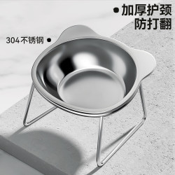 HELLOJOY 猫碗狗碗304不锈钢猫食盆防打翻猫咪喝水碗保护颈椎增高宠物饭碗