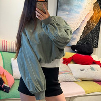 lululemon 丨Crinkle Nylon 女士褶皱尼龙运动夹克 *文字徽标 LW3JJDS 柳叶绿/雾绿 S