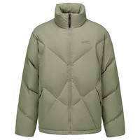 斯凯奇 短款羽绒服冬男女同款保暖防泼水防泼油耐污三防外套 岩兰草色