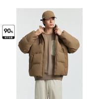太平鸟 男装冬季灯芯绒拼接男女同款情侣潮男式羽绒服