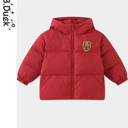 B.Duck 童装儿童羽绒服冬季加厚白鸭绒保暖红色新年衣服 波尔多红