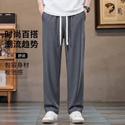 真维斯 纯色简约系绳松紧腰男士直筒休闲裤运动百搭宽松舒适青年休闲长裤