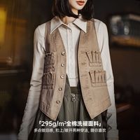 马登 新款五折！复古多口袋V领无袖工装外套休闲叠穿马甲夹坎肩背心巨好看显瘦上衣女士