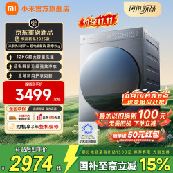 小米 MI）米家洗衣机超电解新风Pro 滚筒单洗 12kg XQG120MJ111