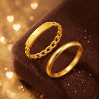 88VIP：潮宏基 至简足金戒指黄金戒圈指环手饰5D硬金女职场通勤时尚生日