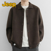 Jeep 轻奢翻领针织开衫外套男士秋冬季2026新款高级感老钱风毛线衣男