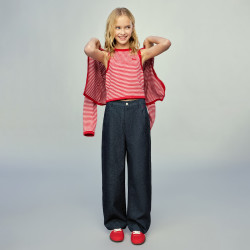ELLE kids 休闲弯刀牛仔裤 深蓝色 120cm