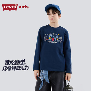 李维斯 男童长袖T恤 深靛蓝 110/52