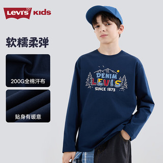 李维斯 男童长袖T恤 深靛蓝 110/52