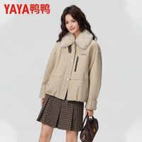 YAYA 鸭鸭YAYA羽绒服2025秋冬短款毛领时尚宽松休闲保暖鸭绒外套