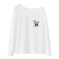 森马 蕾丝一字领纯棉长袖T恤