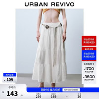 UR UR2026夏季新款女装休闲百搭日常拼接褶皱宽松半裙UYL560023+