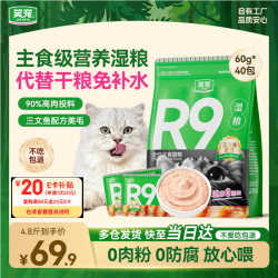 笑宠 R9猫饭主食湿粮全价餐包主食罐头猫粮成幼猫 三文鱼60g*40包