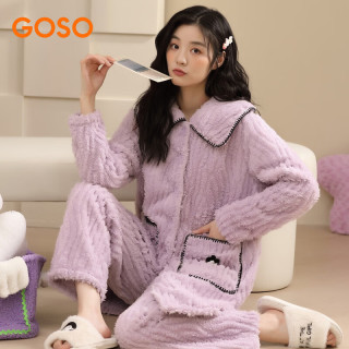 GOSO 【舒适绒家居】女士冬季保暖睡衣套装