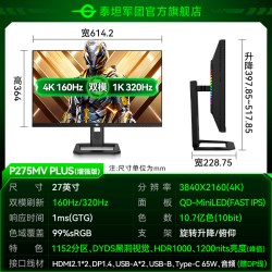 泰坦军团 P2510R 24.5英寸 IPS G-sync FreeSync 显示器（2560×1440、170Hz、99%sRGB、HDR10）