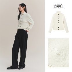 太平鸟 新款羊绒混纺沙漏领可调节针织开衫A1EDF4340