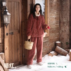 安之伴 睡衣女安蕊绒套里冬季家居服加厚珊瑚绒拉链套装