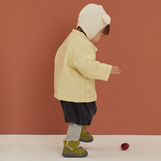 papa爬爬 冬季加厚保暖 淡黄 80cm 儿童棉服