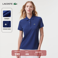 LACOSTE 法国拉科斯特 LACOSTE女装时尚翻领休闲纯色短袖POLO衫|PF7839 F9F/深蓝 38/M