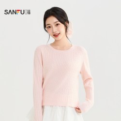 三福 女毛衫秋季新款麻花毛衣毛针织衫时尚个性上衣女装
