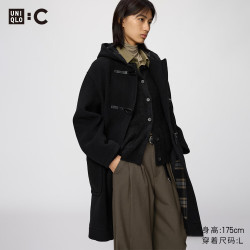 优衣库 连帽大衣女装男装合作款487842 09 黑色 M