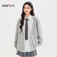 三福 单外套2026秋季小标装饰口袋设计休闲连帽上衣女装531883