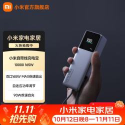 小米 PB1165MI 自带线充电宝 灰色 10000mAh 160W