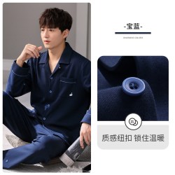 家乐芬 睡衣男士春秋款纯棉长袖家居服男款加大码套装