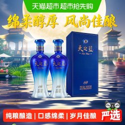洋河 天之蓝风尚版52度480ml*2瓶绵柔浓香型白酒送礼含礼袋