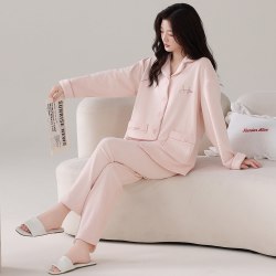 浪莎 海岛绒睡衣女款冬季新款大码加绒加厚冬天可外穿家居服套装HJ
