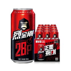 珠江啤酒 珠江烈金刚啤酒500mL*12罐装整箱烈性高度啤酒官方旗舰店正品
