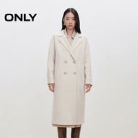 ONLY 2025冬季新款山羊绒绵羊毛双面呢外套翻领中长款毛呢大衣女