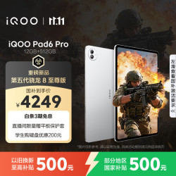 iQOO Pad6 Pro 第五代骁龙8至尊版 银翼 12GB+512GB Wi-Fi平板电脑
