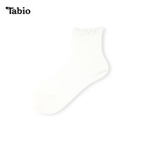 Tabio 波纹花边袜子女春秋薄款网眼透气吸汗中筒袜配乐福鞋小皮鞋