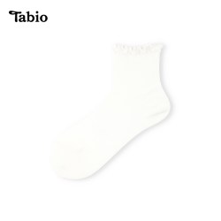 Tabio 波纹花边袜子女春秋薄款网眼透气吸汗中筒袜配乐福鞋小皮鞋