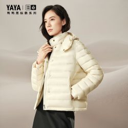 鸭鸭鹅 绒羽绒服女轻薄秋冬新品短款排骨连帽外套