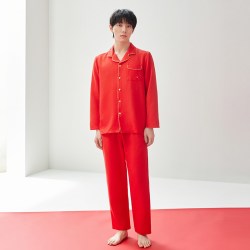 海澜之家 睡衣男款情侣家居服套装大红色本命年抗菌防螨抗静电