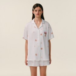TEENIE WEENIE 【冰丝凉感】夏季条纹刺绣短袖女士家居服