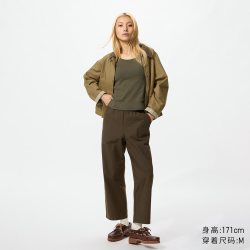 全棉舒适九分裤常规款优衣库女装/休闲百搭宽松482243 486091