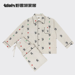 野兽派 tbh野兽派家居熊猫噗噗加厚全棉法兰绒家居服套装可外穿情侣睡衣