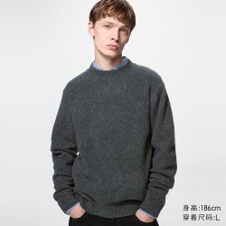 优衣库 souffle yarn舒芙蕾圆领针织衫/长袖优衣库男装舒芙蕾毛衣486080