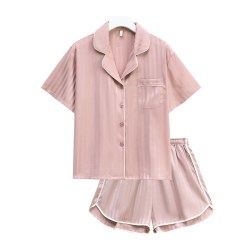 上海故事 冰丝睡衣夏两件套高级感仿真丝绸提花情侣款家居服礼盒装