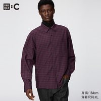 优衣库 易打理休闲格子衬衫/长袖优衣库男装女装合作款/衬衣空调衫488793