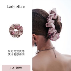 LADYALLURE 「LA」Dua·浪漫复兴丨情人节系列*鎏光缎面高定印花粉色睡裙袍女