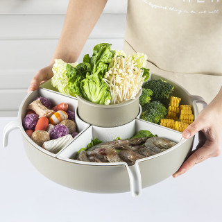 美厨 旋转收纳篮沥水篮 塑料双层沥水盆洗菜篮 火锅拼盘装菜篮子零食拼