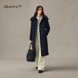 GANT 26秋冬女中长款可拆连帽收腰高智风鹅绒服