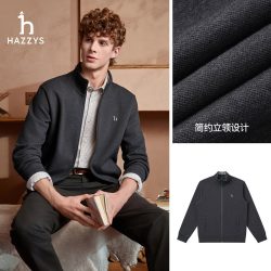 哈吉斯 男士休闲卫衣外套秋季通勤立领拉链开衫/Y领纽扣外套